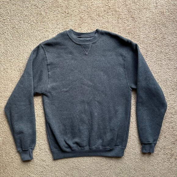 Members Mark Russell Sweater Mens Medium Vtg Crewneck Pullover Grey Long Sleeve - Picture 1 of 9